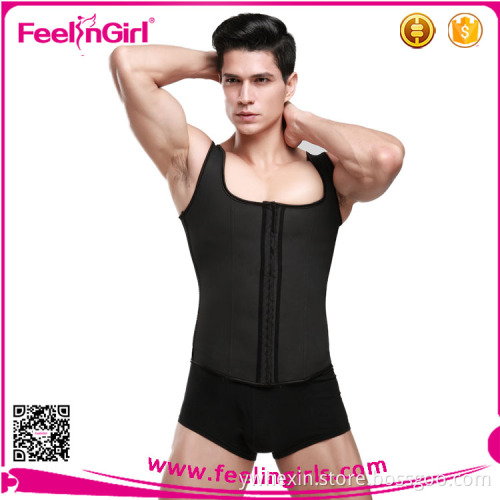 black latex men waist trainer body shaper slimming vest